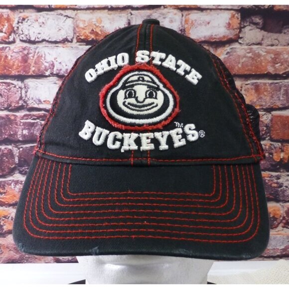 Ohio State Buckeyes Mascot Brutus Embroidered Mesh Snapback Hat Trucker Cap - Picture 1 of 7